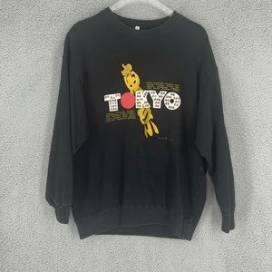 Kimono Japan black long sleeve crew neck Tokyo print sweatshirt women’s Large